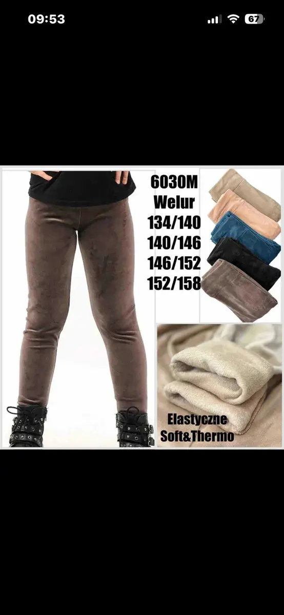 Legginsy dziecięce welurowe elastyczne Soft&Thermo różne rozmiary