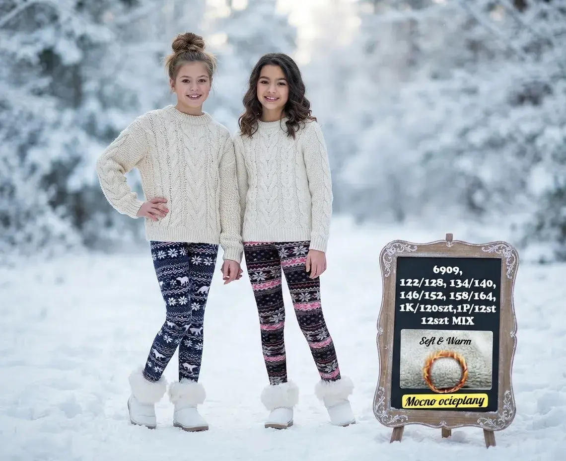 Legginsy dziecięce zimowe z ociepleniem mix wzorów