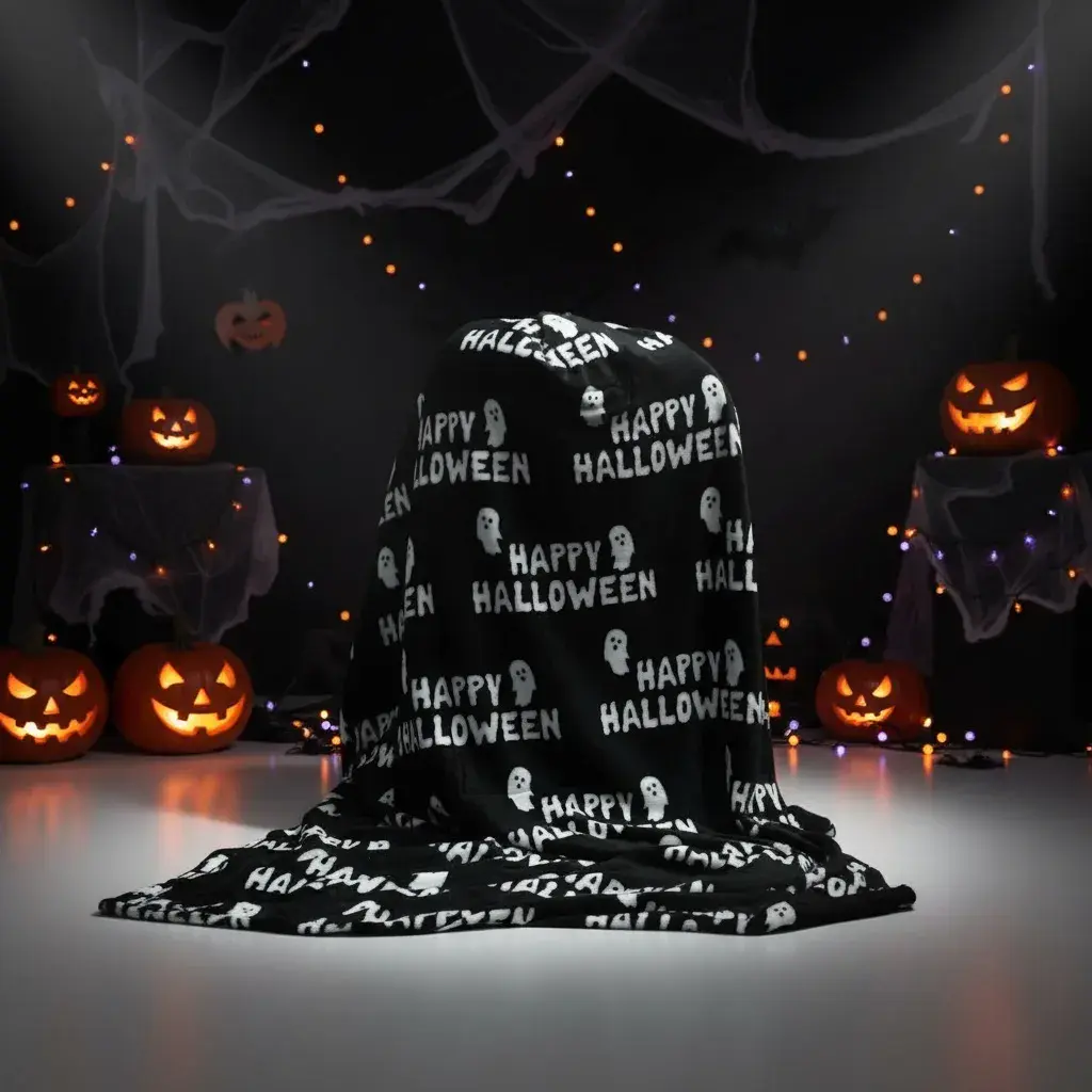 Miękki koc Halloween czarny 160x200 cm z nadrukiem