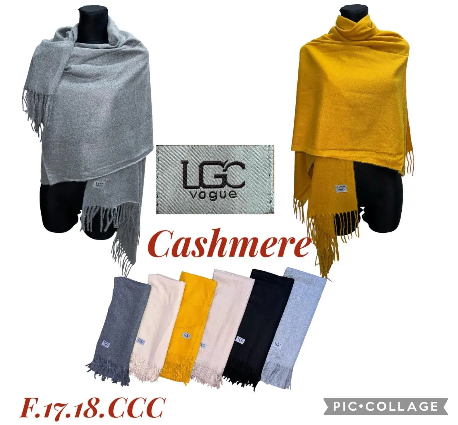Szalik Damski LGC Vogue Cashmere - Miękki Szal z Frędzlami Mix