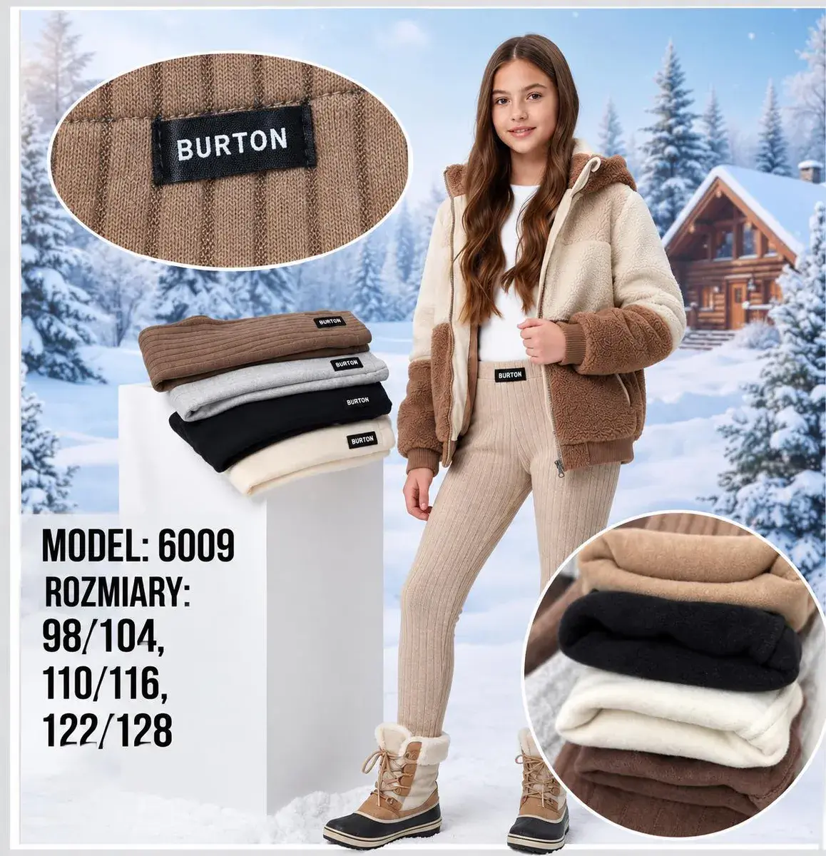 Legginsy dziecięce Burton prążkowane beżowe 98-128