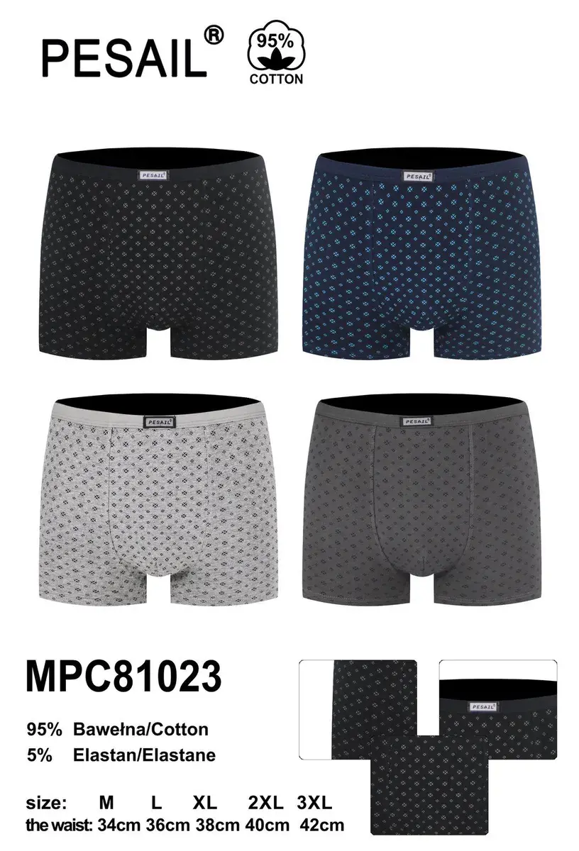 Bokserki męskie PESAIL bawełniane wzór MPC81023 mix kolorów
