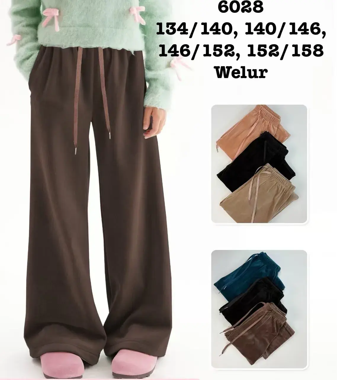 Spodnie welurowe dla dzieci 134/6028
