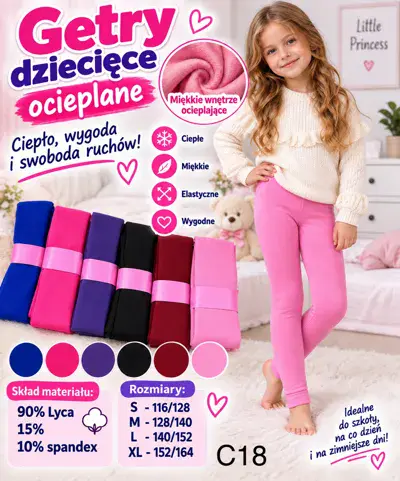 Getry dziecięce ocieplane różne kolory rozmiary S-XL
