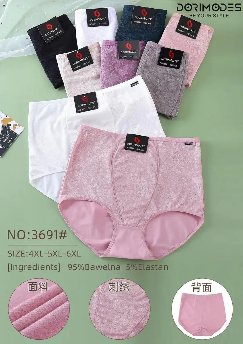 Majtki damskie DORIMODES 4XL-6XL bawełniane z elastanem mix kolorów