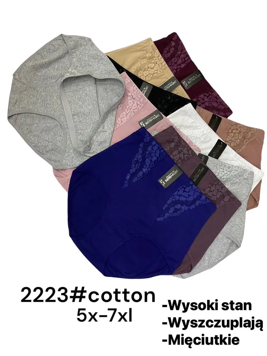 Majtki damskie bawełniane z koronką mix kolorów 5x-7XL