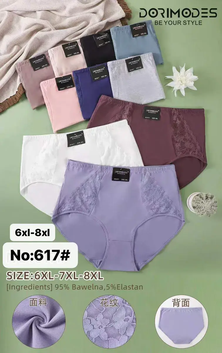Majtki damskie bawełniane z koronką 6XL-8XL mix kolorów