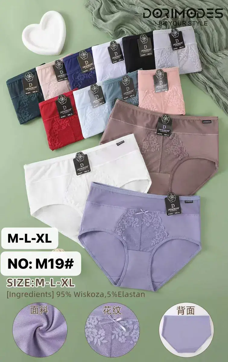Majtki damskie z koronką M-L-XL mix kolorów beż, czerń, fiolet
