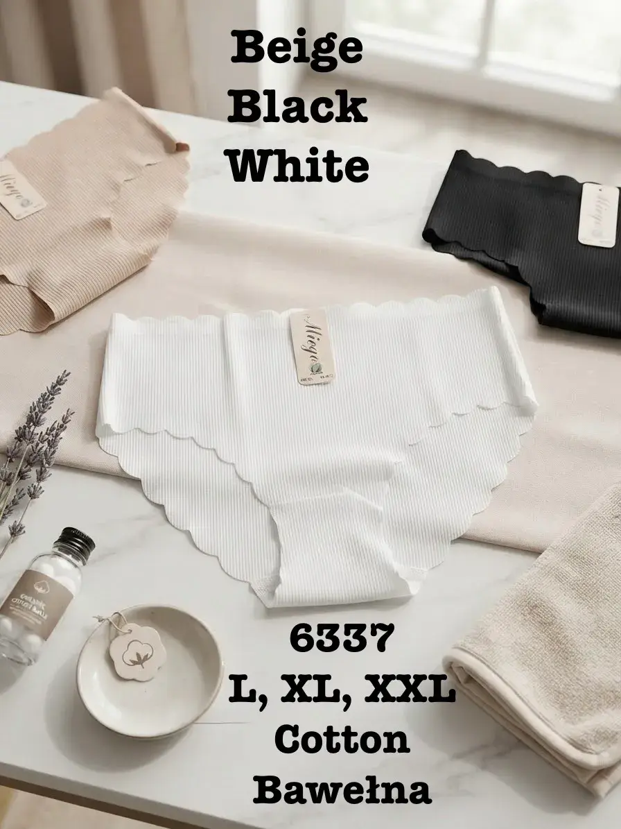 Majtki bawełniane damskie 6337 beżowe, czarne, białe L-XXL