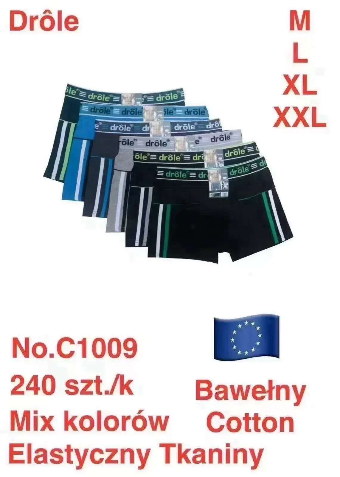 Bokserki męskie DROLE Mix kolorów No.C1009