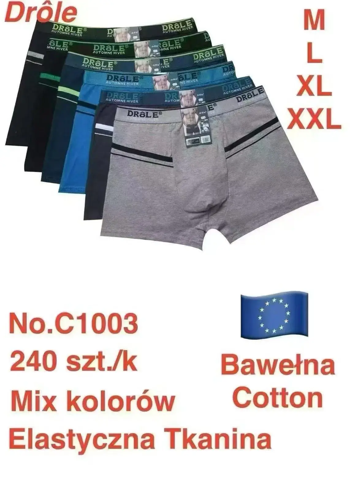 Bokserki męskie Drole Mix kolorów M-L-XXL No.C1003