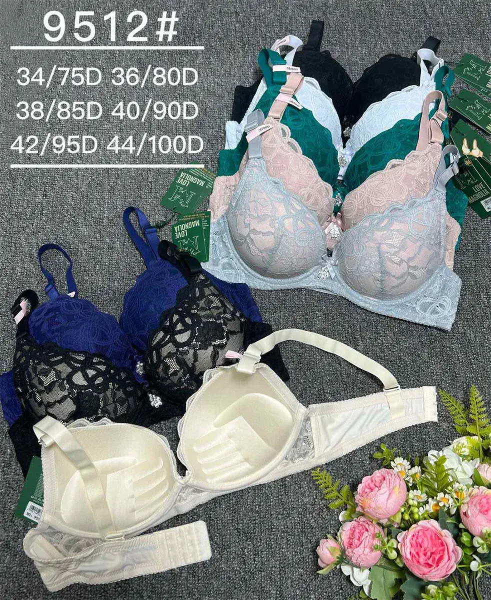 Biustonosz koronkowy push-up 34-44 D różne kolory