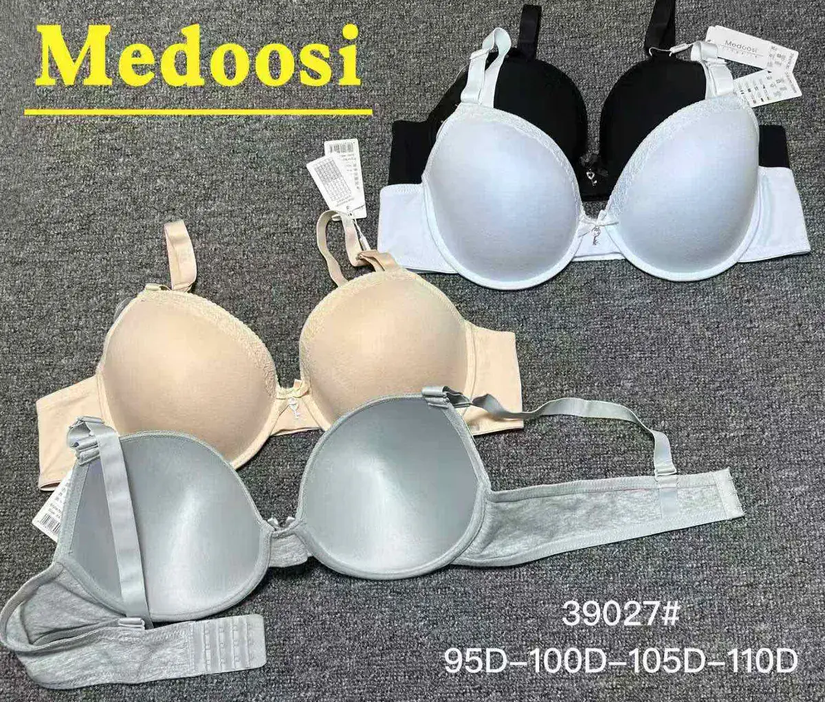 Biustonosz Medoosi push-up beżowy, czarny, biały, szary 95D-110D