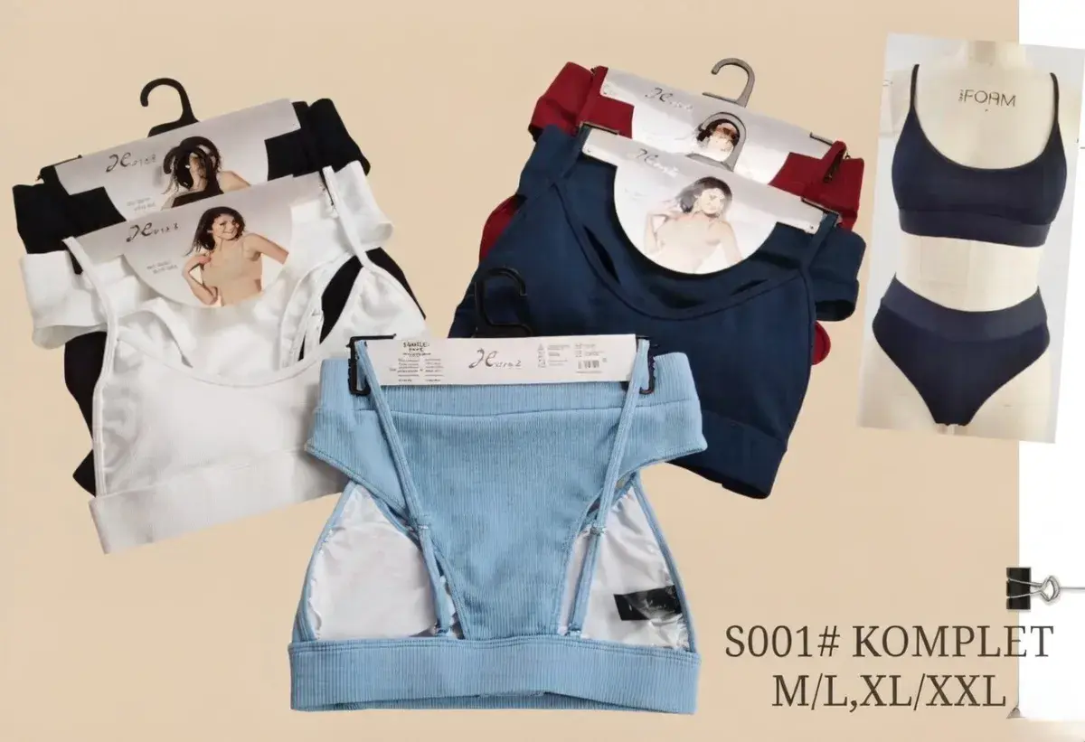 Komplet bielizny damskiej S001 top i majtki mix kolorów M-XXL