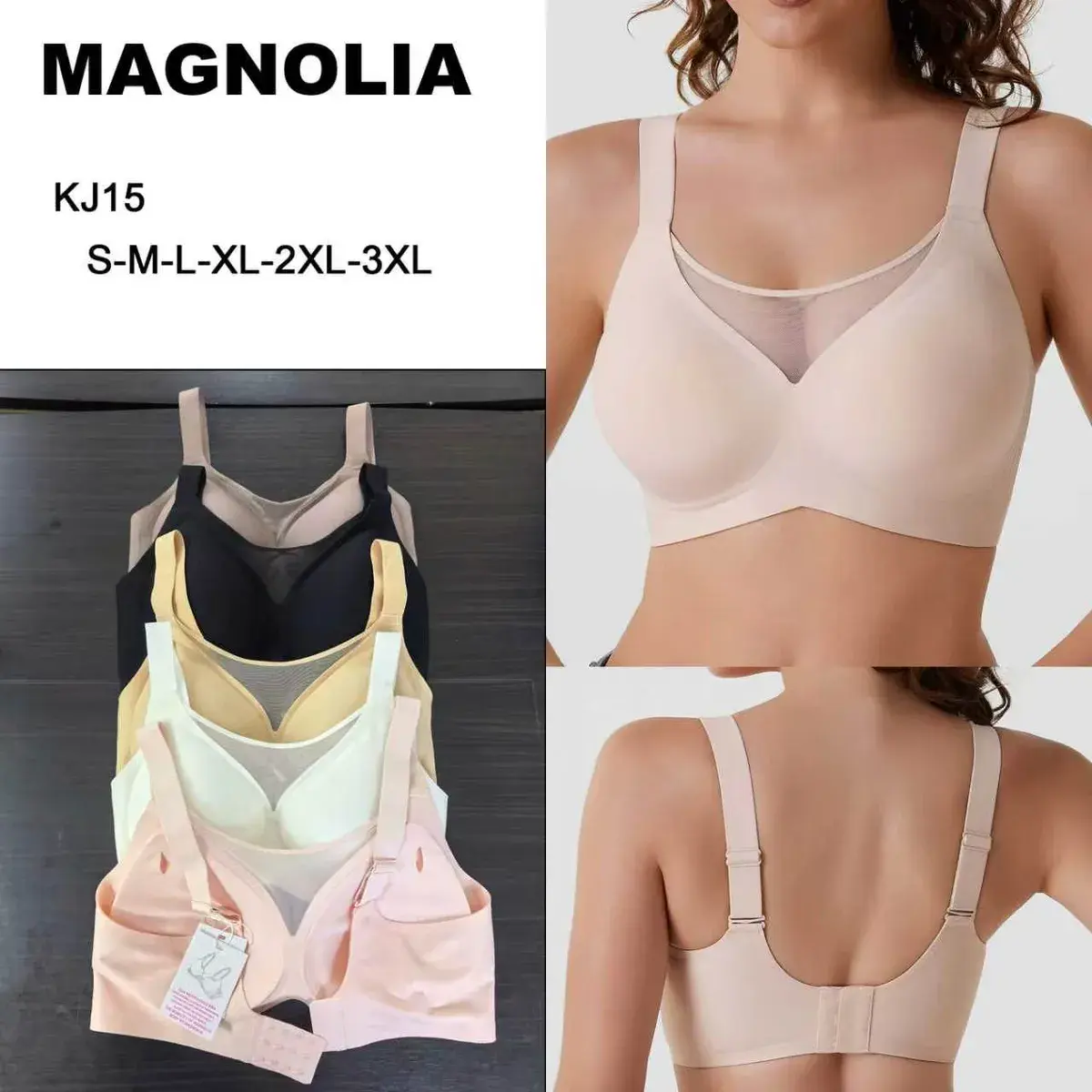 Biustonosz Magnolia z siateczką beżowy i inne kolory S-3XL