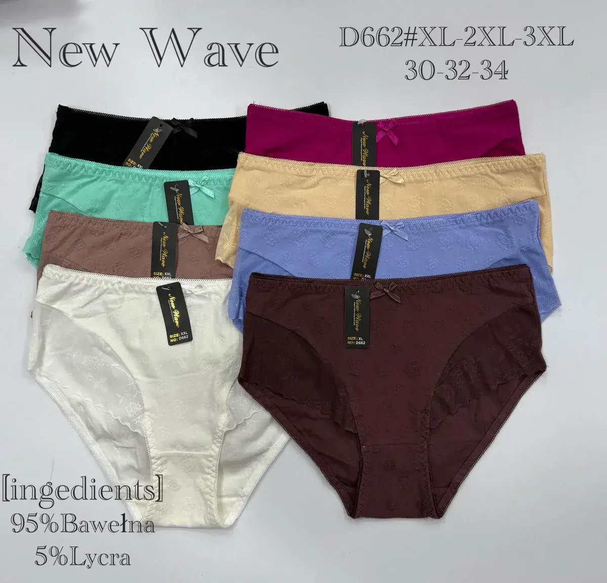 Majtki damskie New Wave bawełniane z lycrą mix kolorów XL-3XL