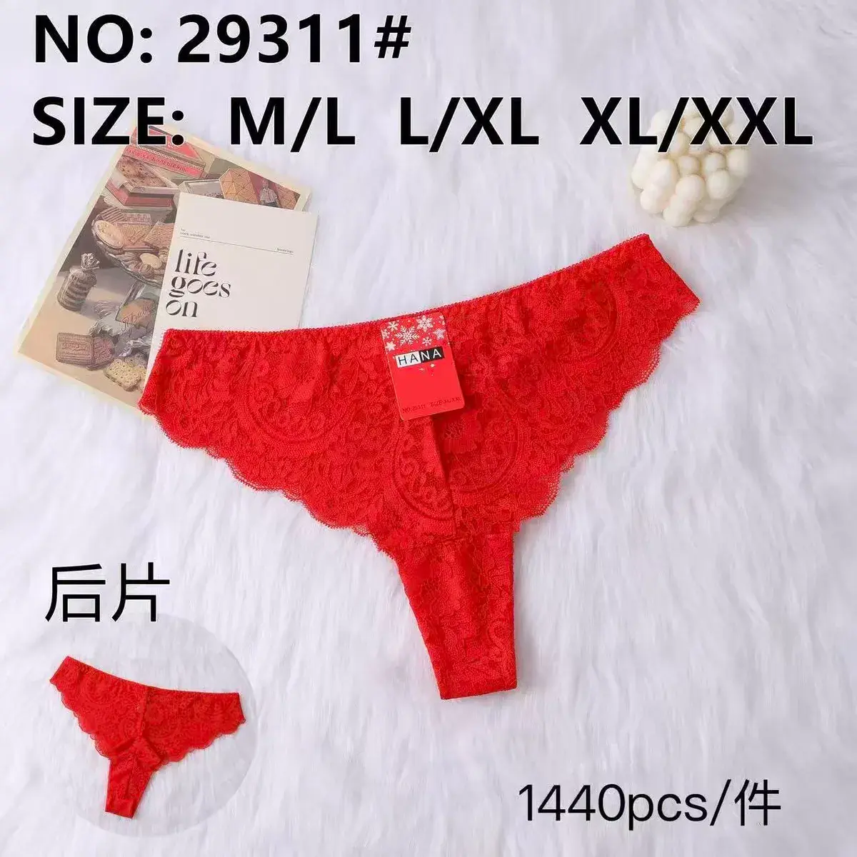 Czerwone koronkowe stringi damskie HANA rozmiary M-XXL