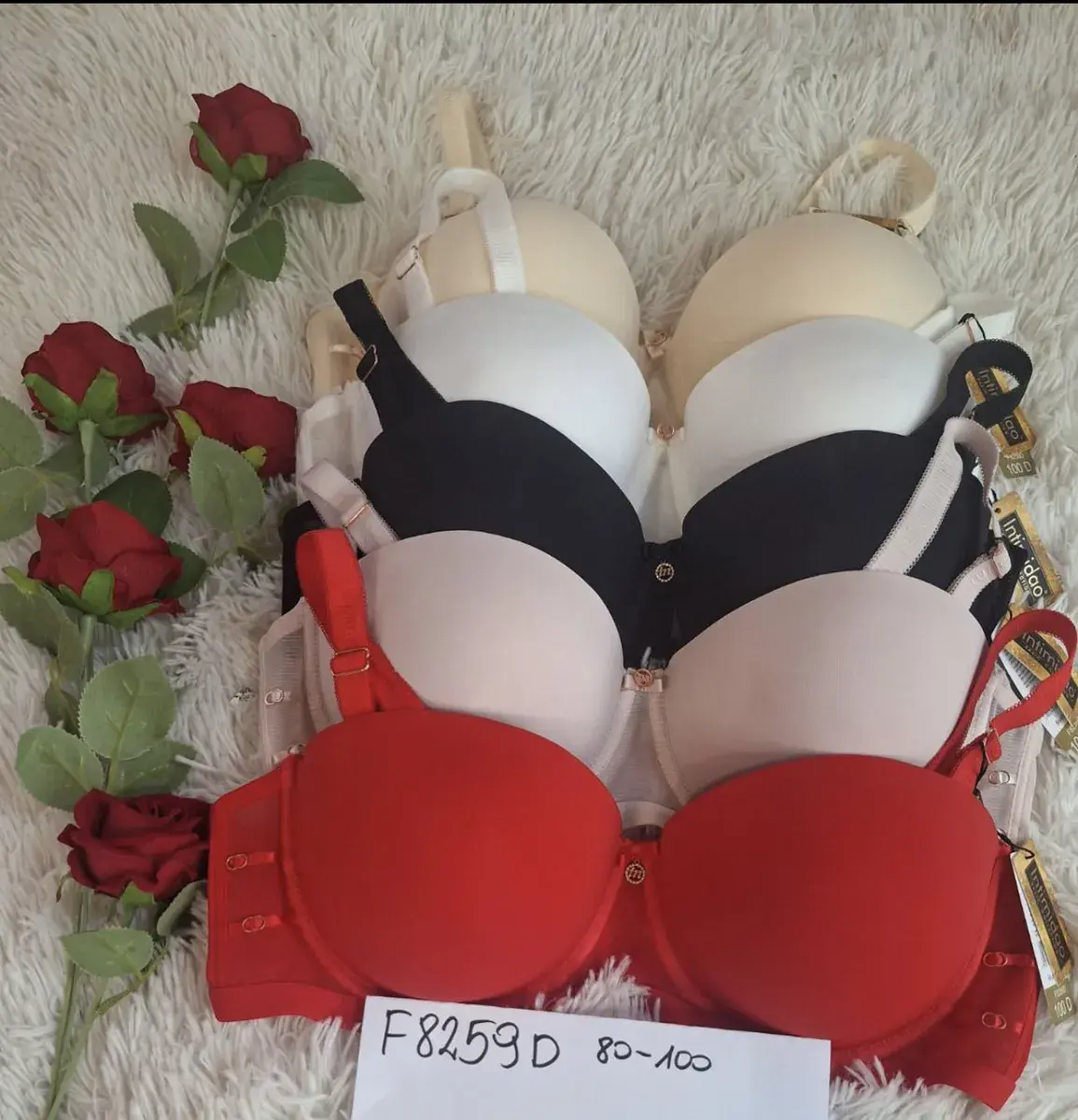 Biustonosz damski F8259D push-up mix kolorów 80-100