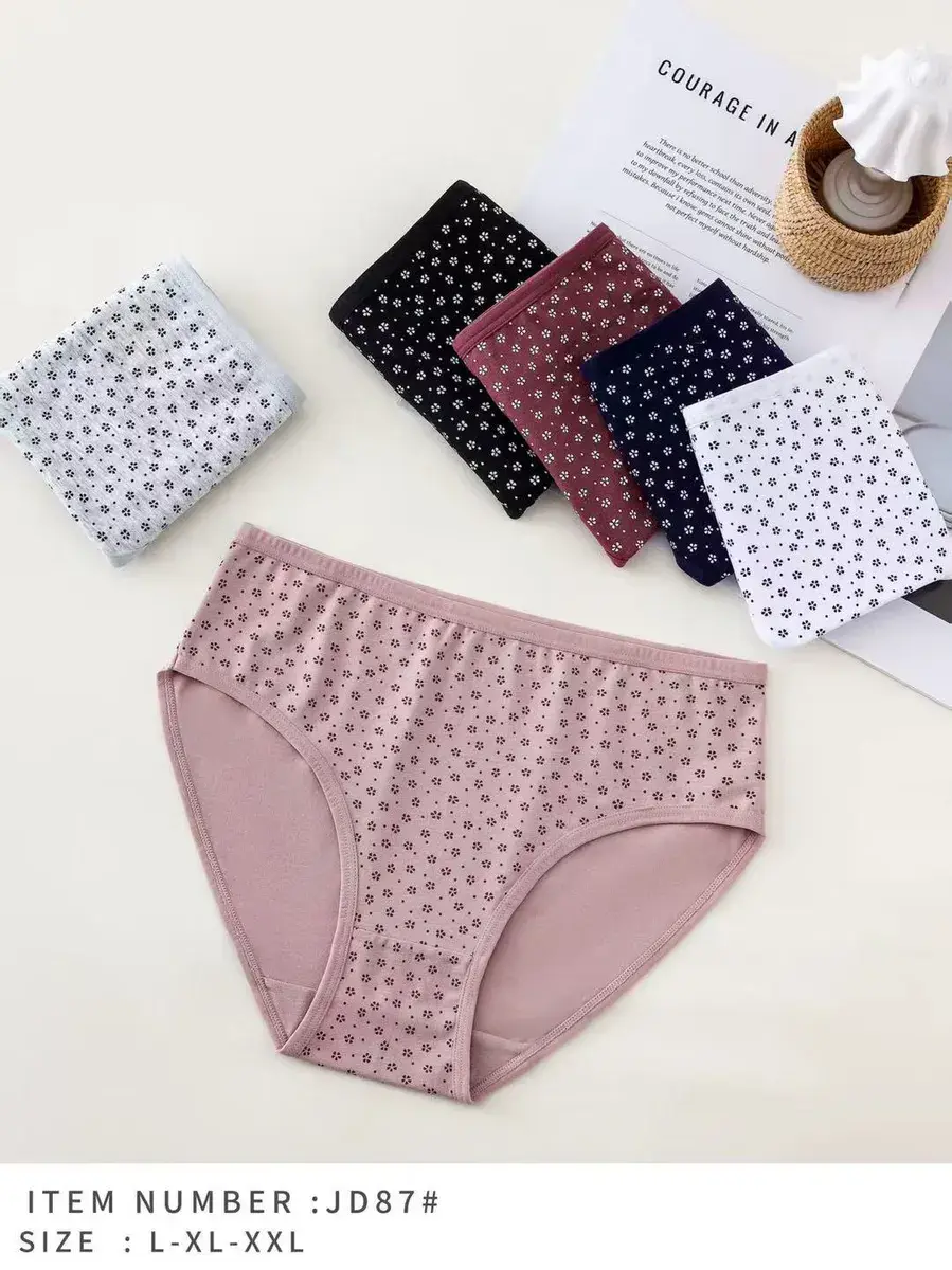 Majtki damskie bawełniane w kwiatowy wzór L-XXL mix kolorów