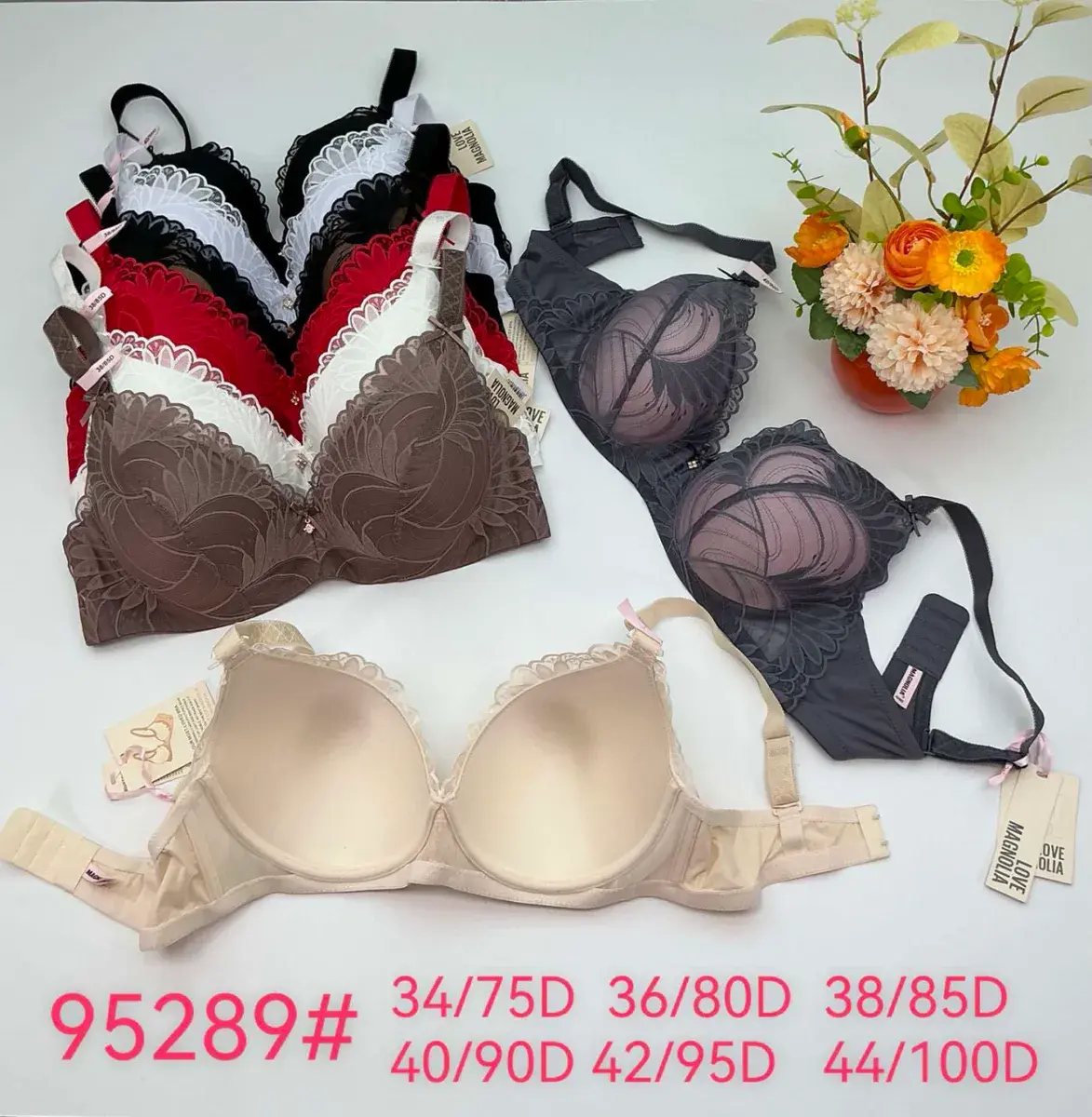 Biustonosz damski Love Magnolia z haftem w różnych kolorach