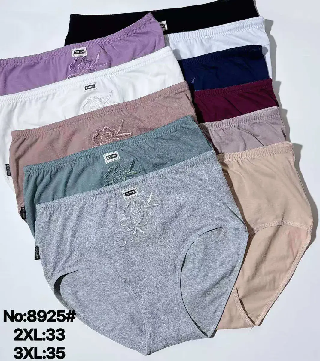 Majtki damskie bawełniane z haftem mix kolorów 2XL-3XL