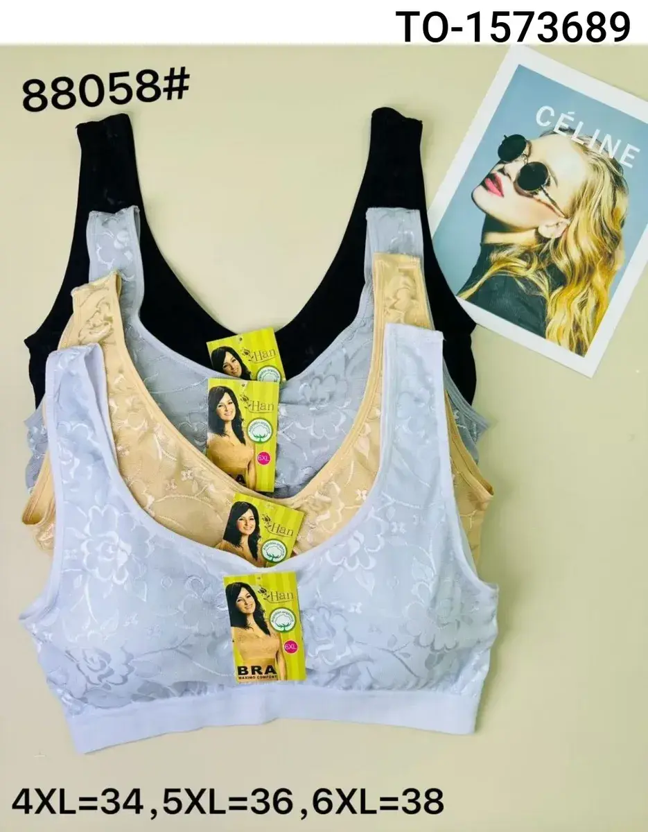 Biustonosz bez fiszbin z koronką mix kolorów 4XL-6XL