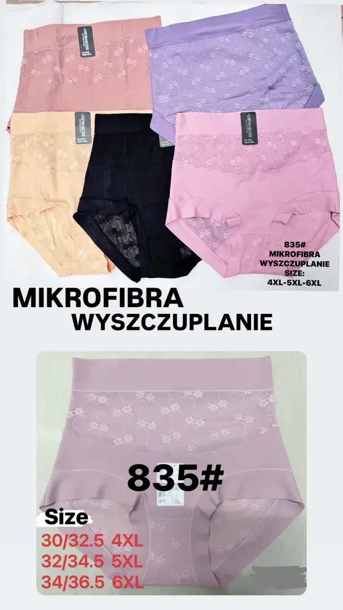 Majtki wyszczuplające z mikrofibry 4XL-6XL kolorowe