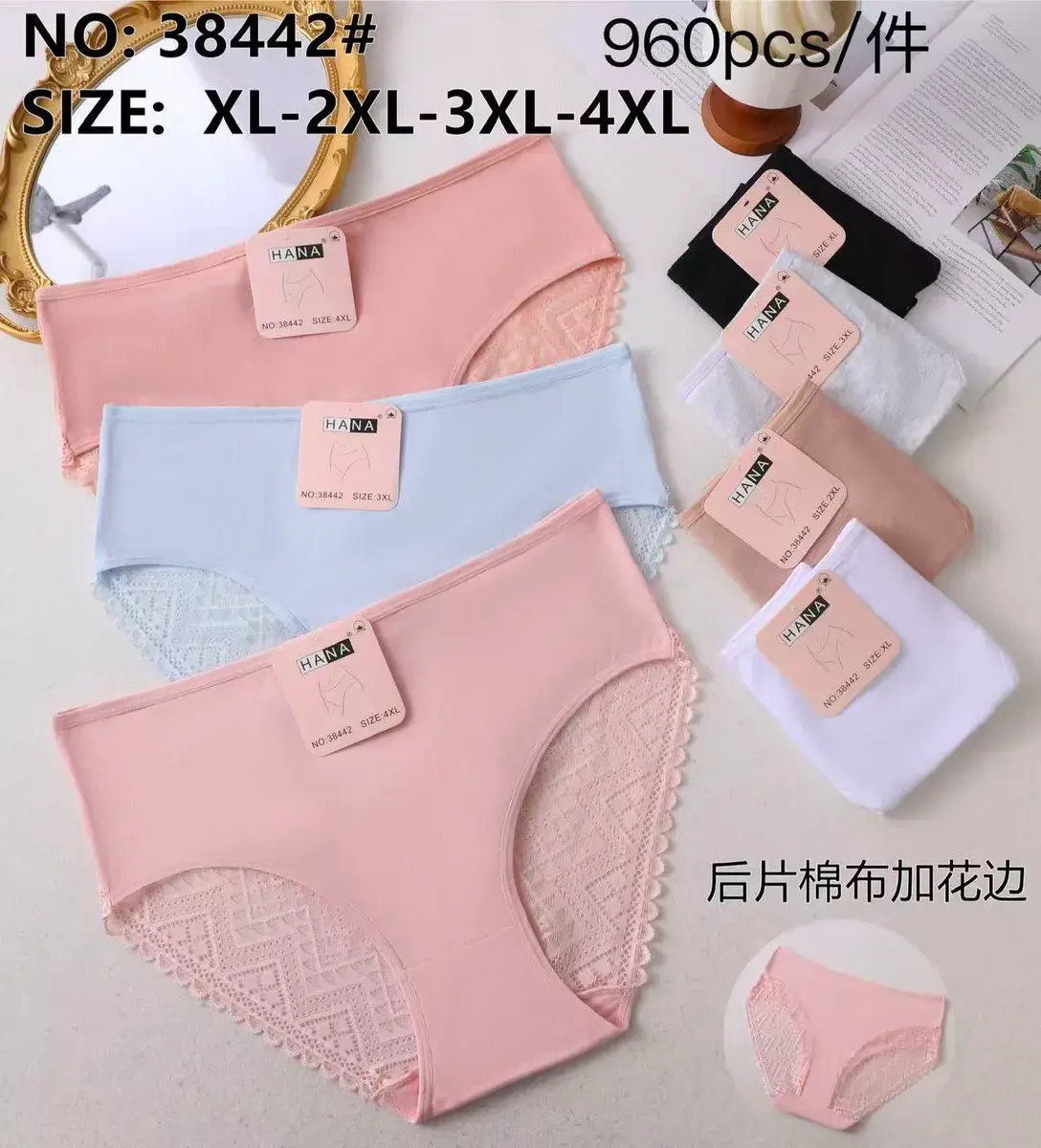 Majtki damskie HANA z koronką XL-4XL pastelowe kolory