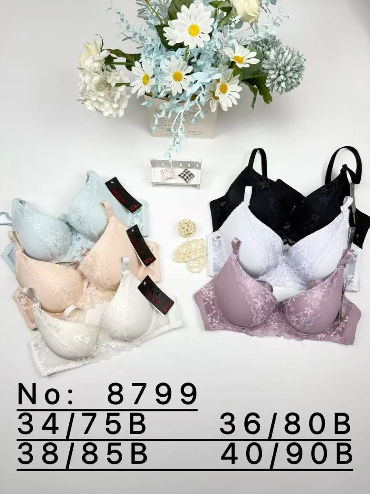 Biustonosze damskie koronkowe mix kolorów 75B-90B model 8799