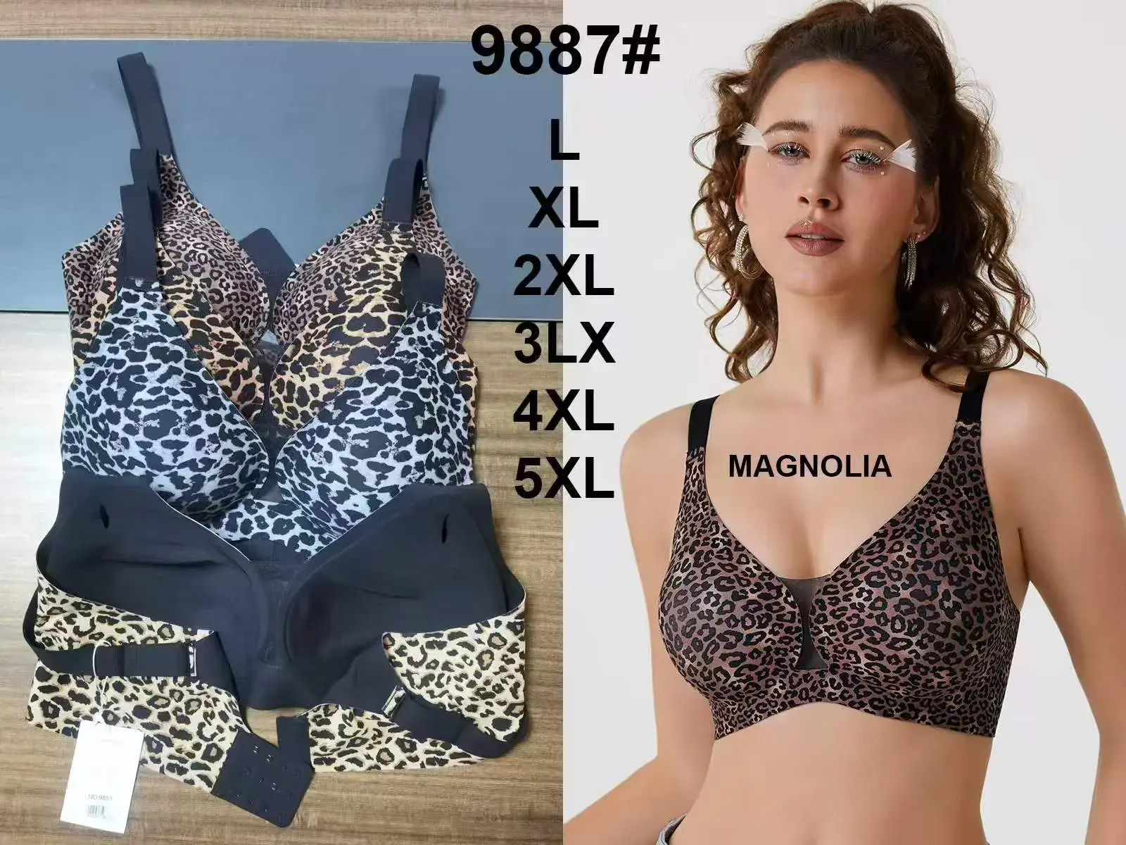 Biustonosz damski Magnoli bezszwowy L-5XL wzór leopardo