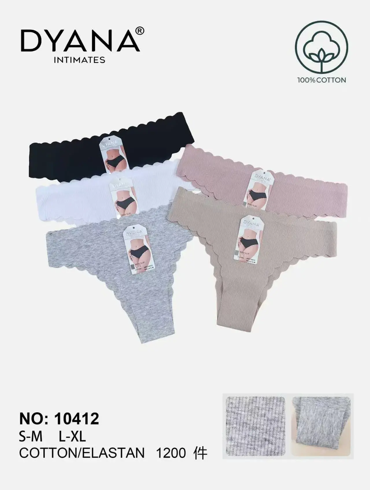 Majtki damskie Dyanana XL, 100% bawełna z elastanem, 5 szt