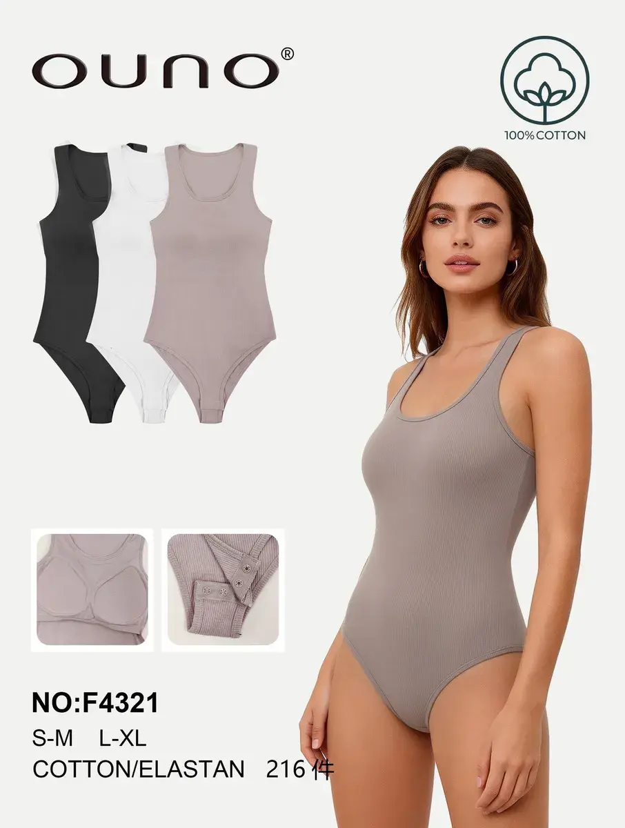 Body damskie Ouno bawełniane z elastanem w zestawie 3 sztuk