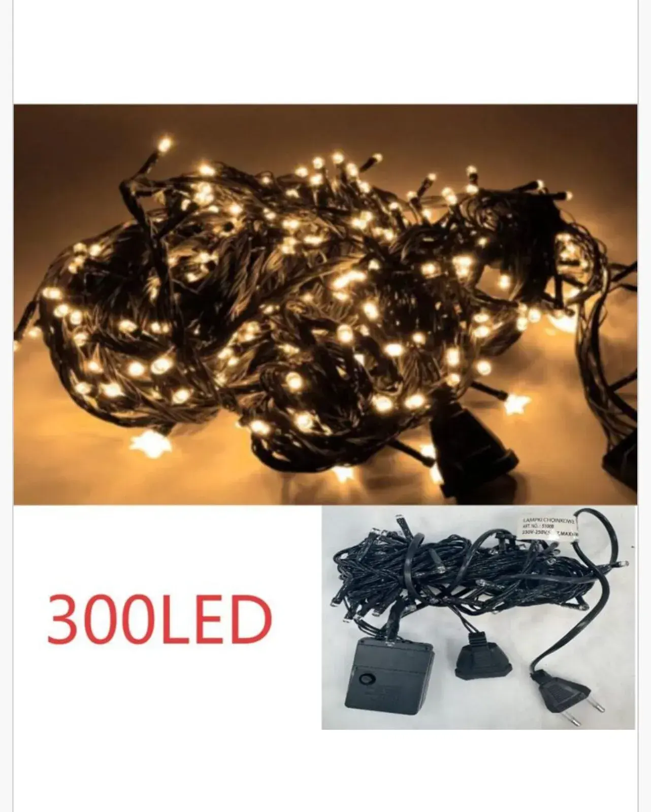 Lampka Dekoracyjna Świąteczna 300LED, ciepłe białe led