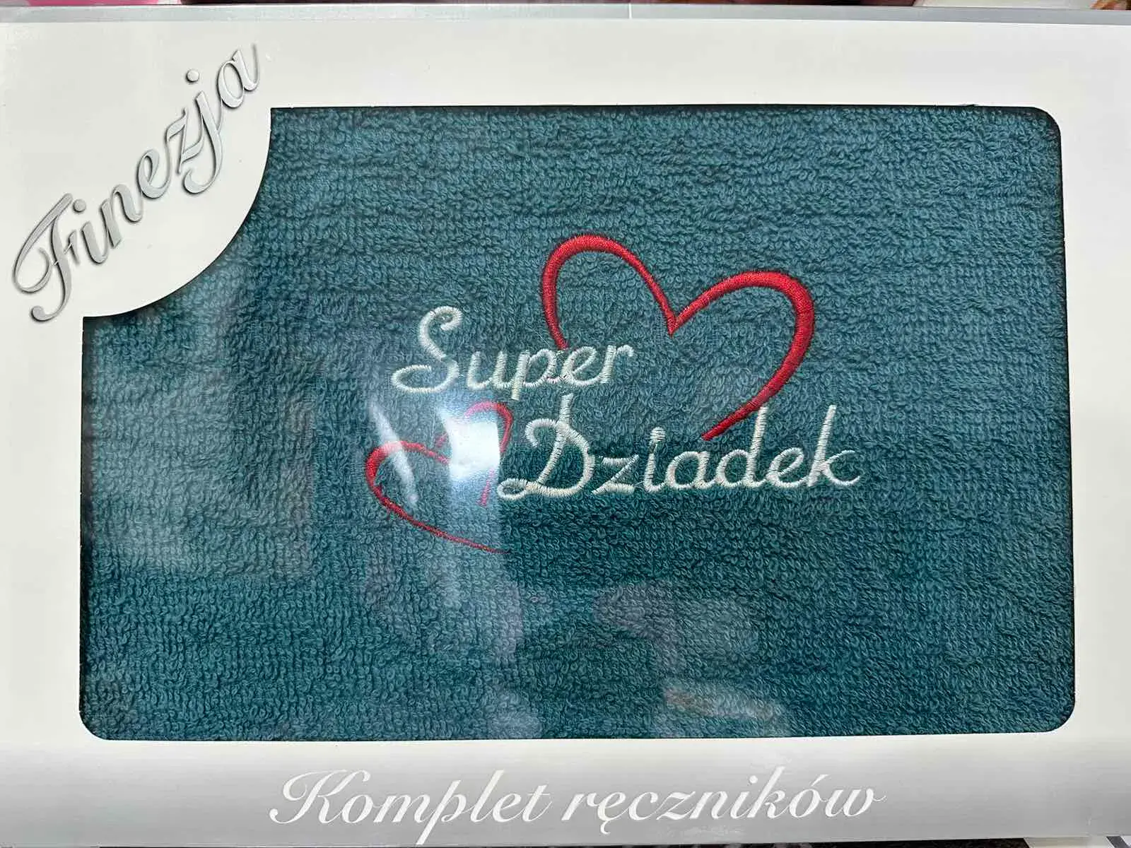 Ręczniki Bawełniane na Dzień Babci & Dziadka 70/140, kolor turkusowy