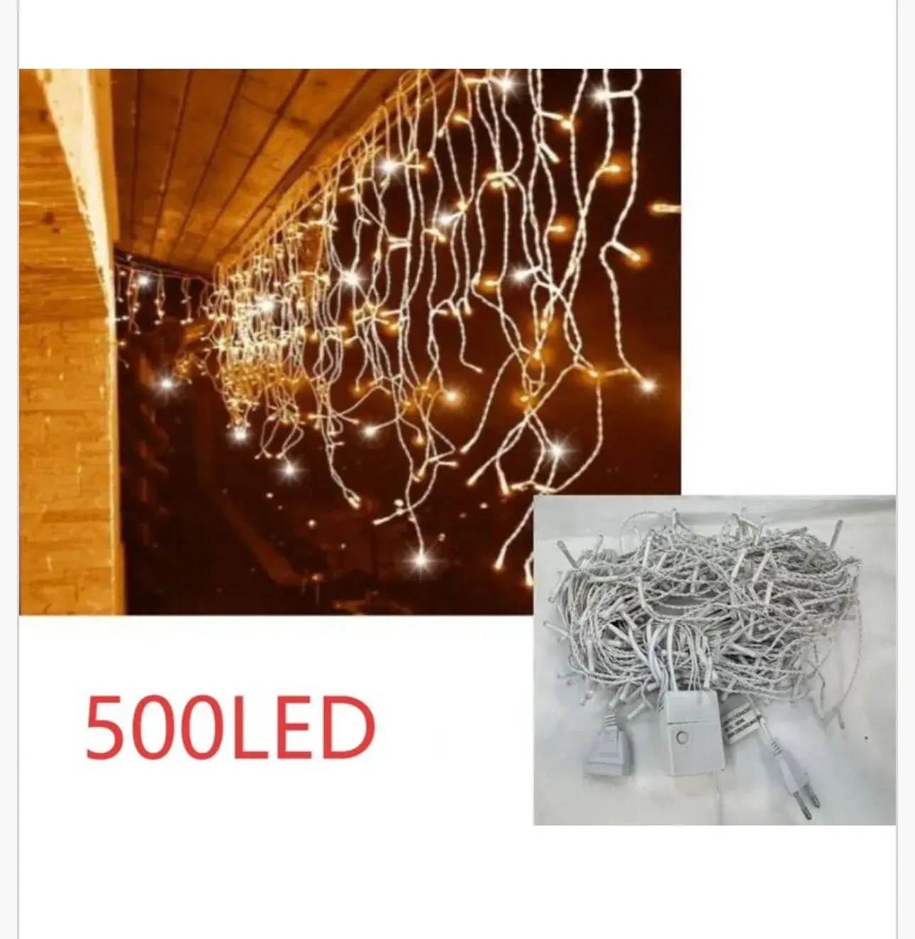 Lampka Dekoracyjna Świąteczna 500 LED, ciepłe białe światło