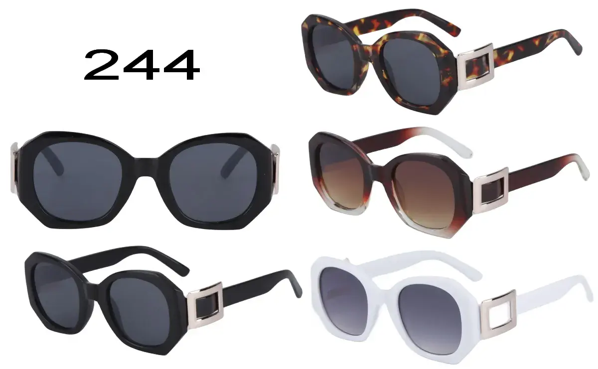 Okulary damskie kwadratowe z metalową ozdobą model 244