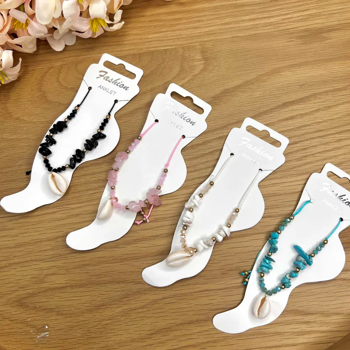 Zestaw 4 bransoletek na kostkę Fashion Anklet, w wielu kolorach