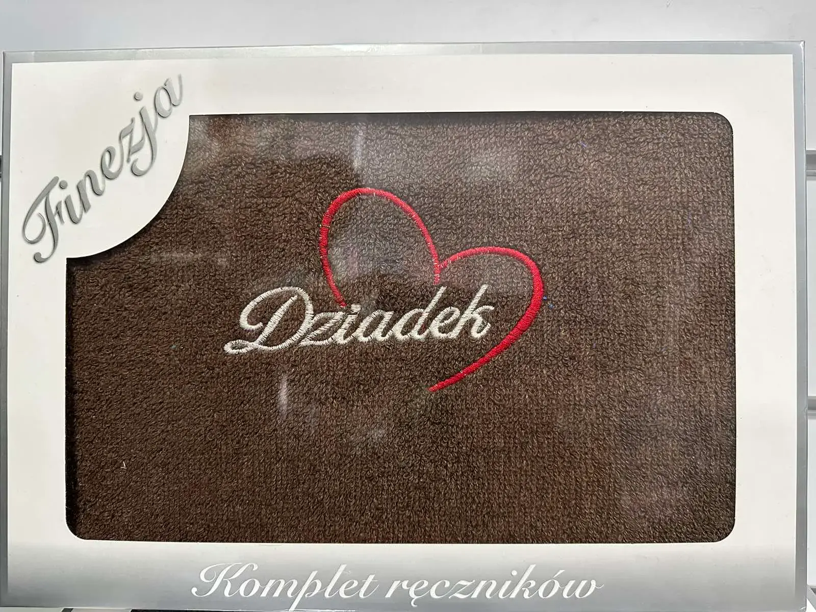 Ręczniki Bawełniane na Dzień Babci & Dziadka 70/140, kolor brązowy – wzór 2