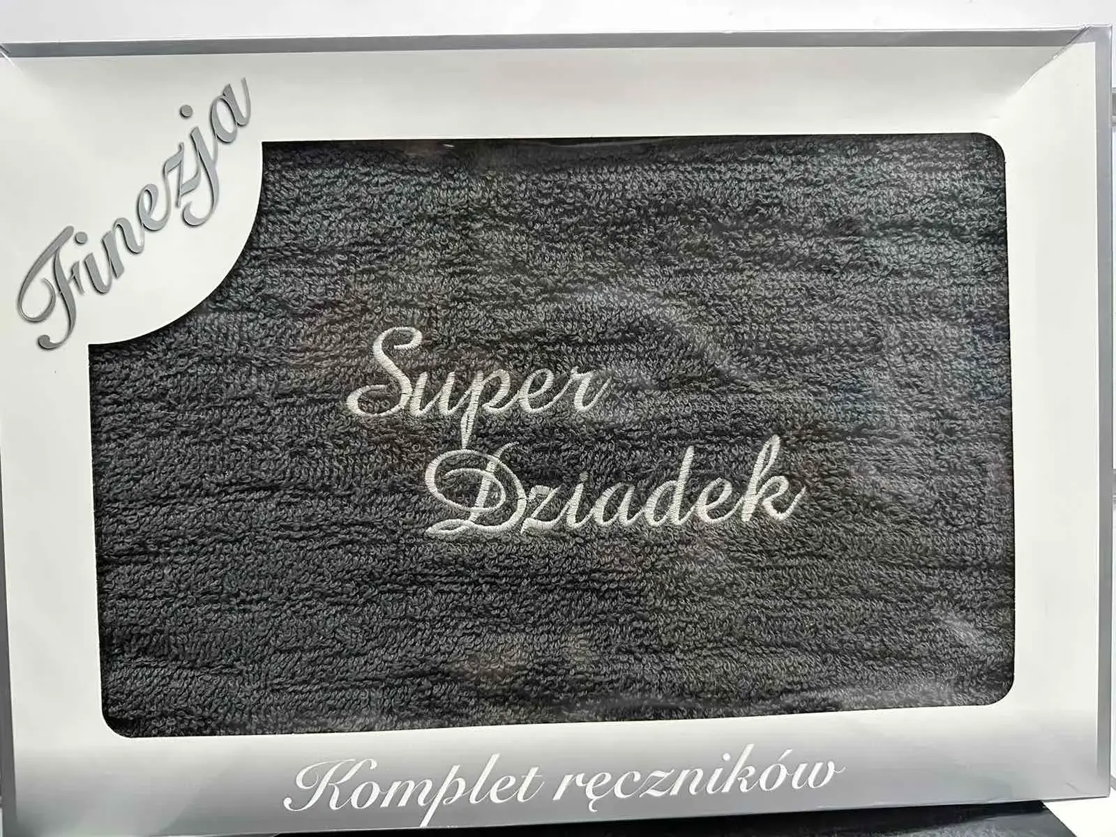 Ręczniki Bawełniane na Dzień Babci & Dziadka 70/140, kolor szary