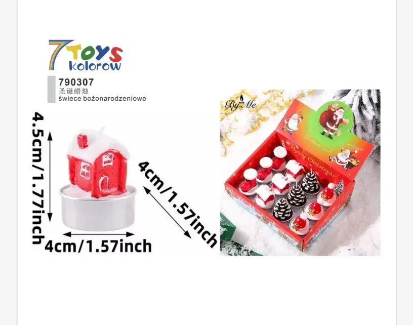 Świece Bożonarodzeniowe Dekoracyjne 4x4x4,5 cm 7 Toys Kolorowe