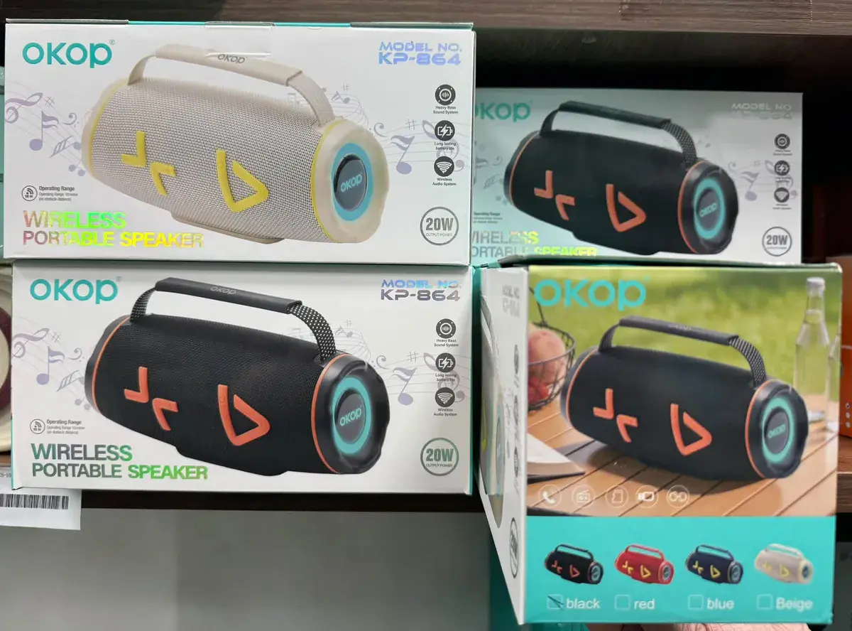 Głośnik bezprzewodowy przenośny OKOP KP-864 20W czarny/beżowy