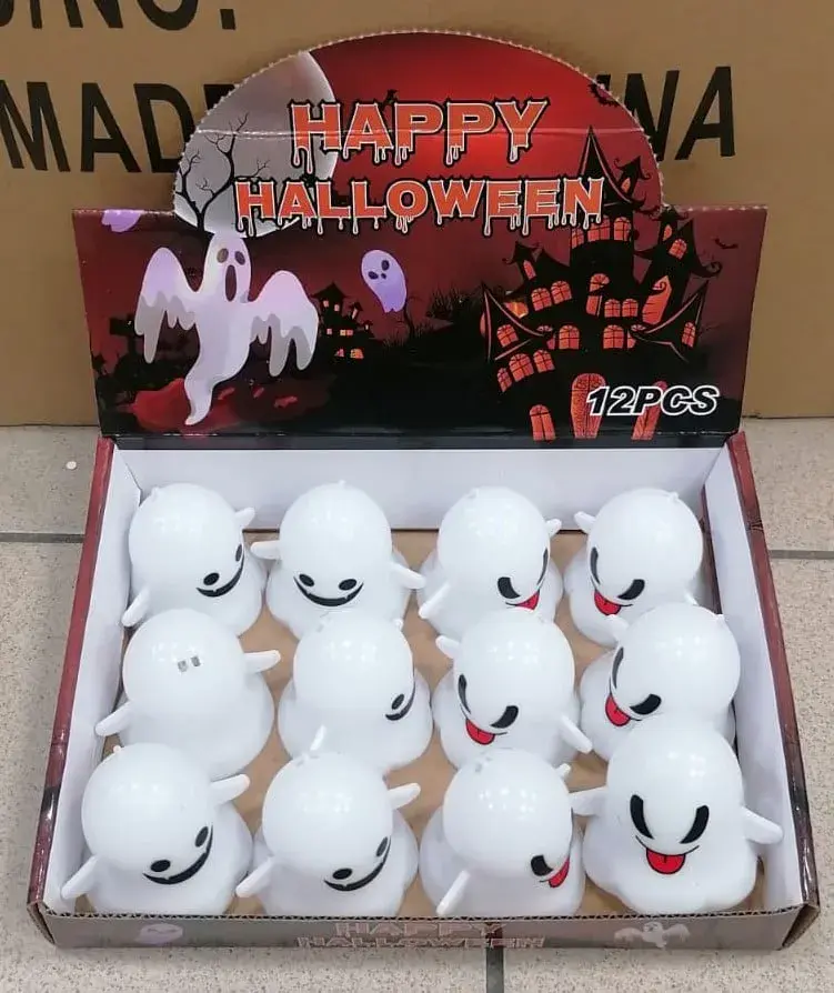 Dekoracja LED Halloween duszki białe 12 szt. - figurki świecące