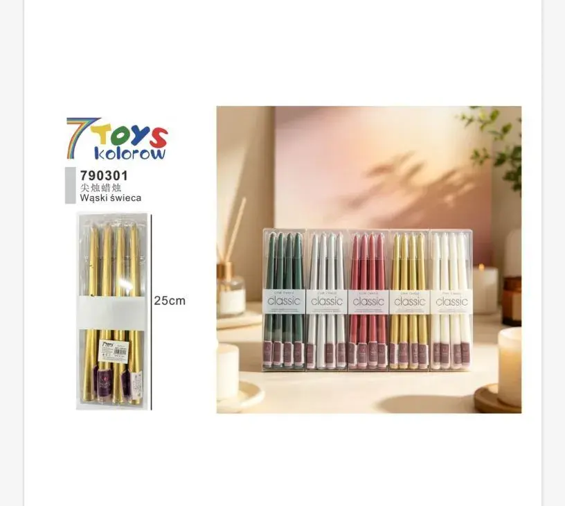 Wąska świeca Classic 25 cm mix kolorów 7 Toys