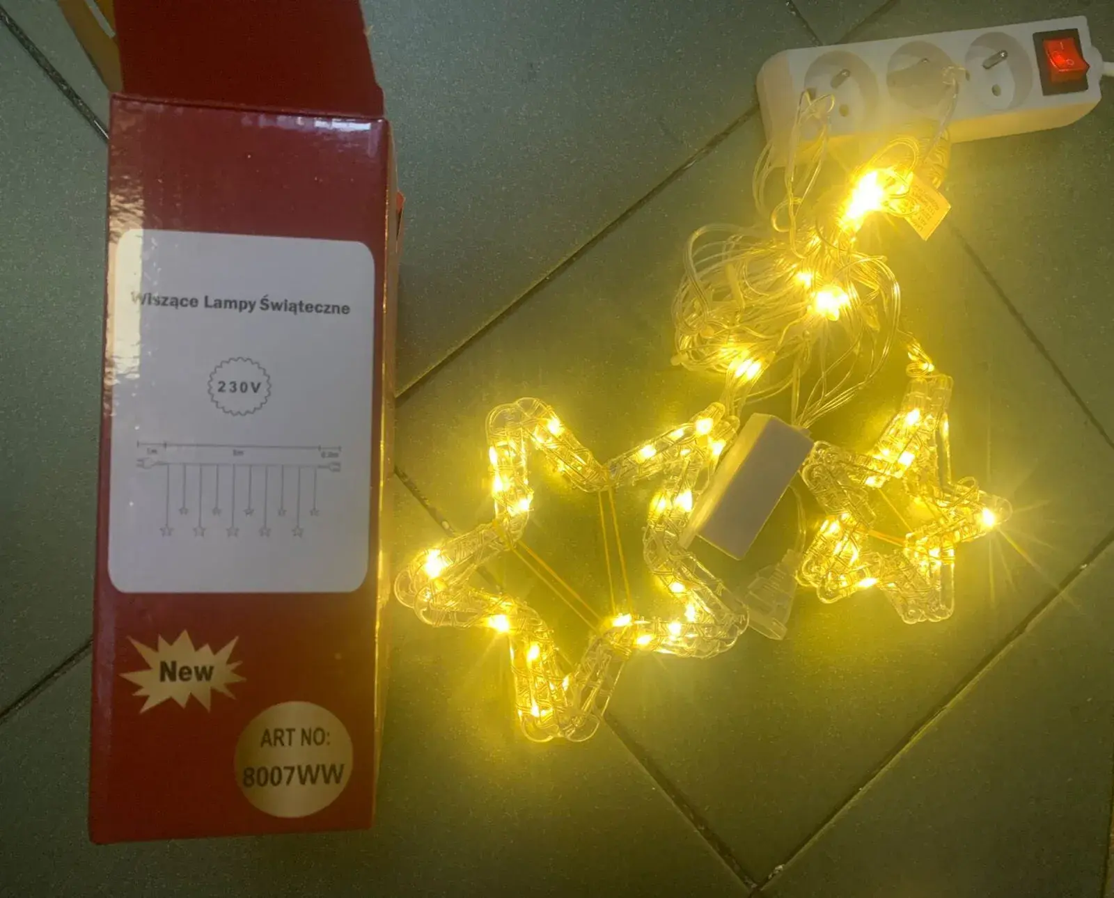 Wiszące Lampki Świąteczne 3m Gwiazdy LED 230V, żółte gwiazdy
