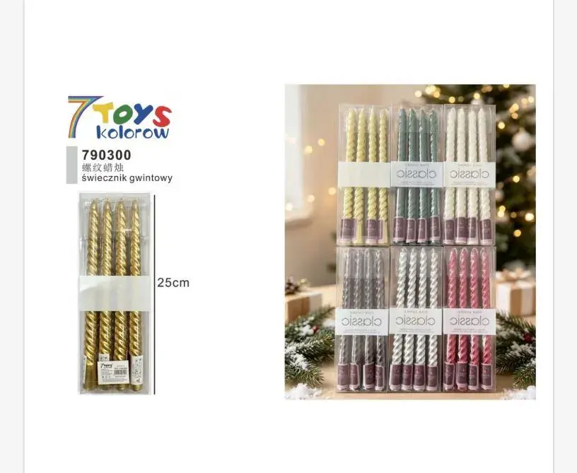 Świeczki skręcane Classic 25 cm mix kolorów 7 Toys