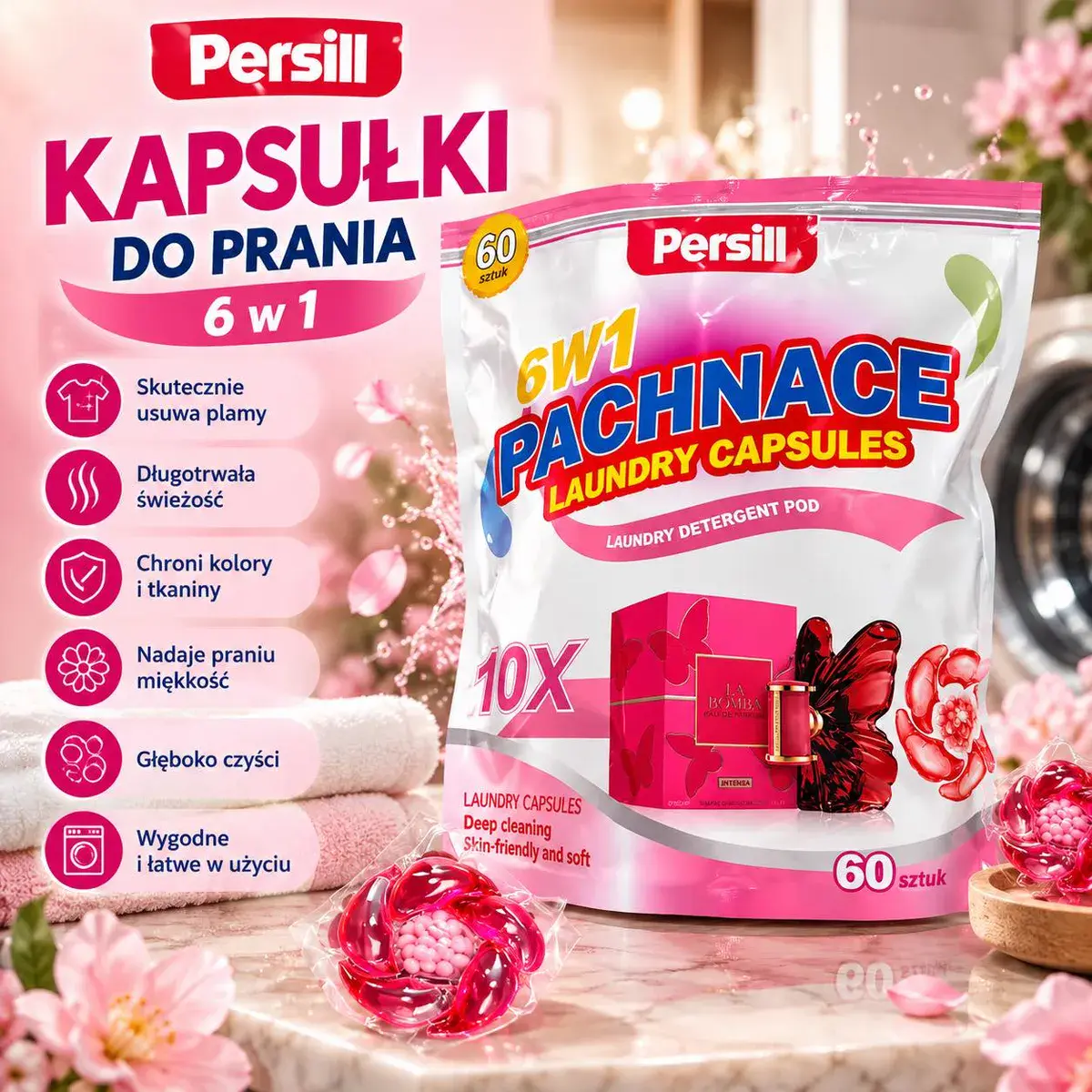 Persill Pachnące kapsułki do prania 6 w 1, 60 sztuk