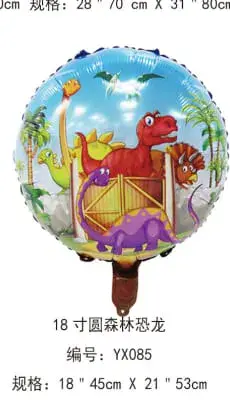 Balon foliowy z dinozaurami 45x21 cm, YX085