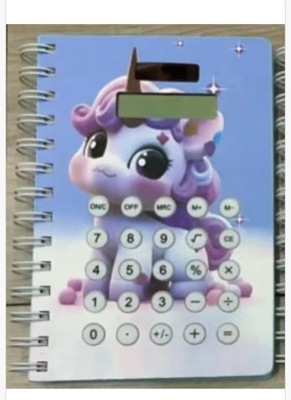 Notatnik z kalkulatorem Notatki Calculator, wzór Jednorożec