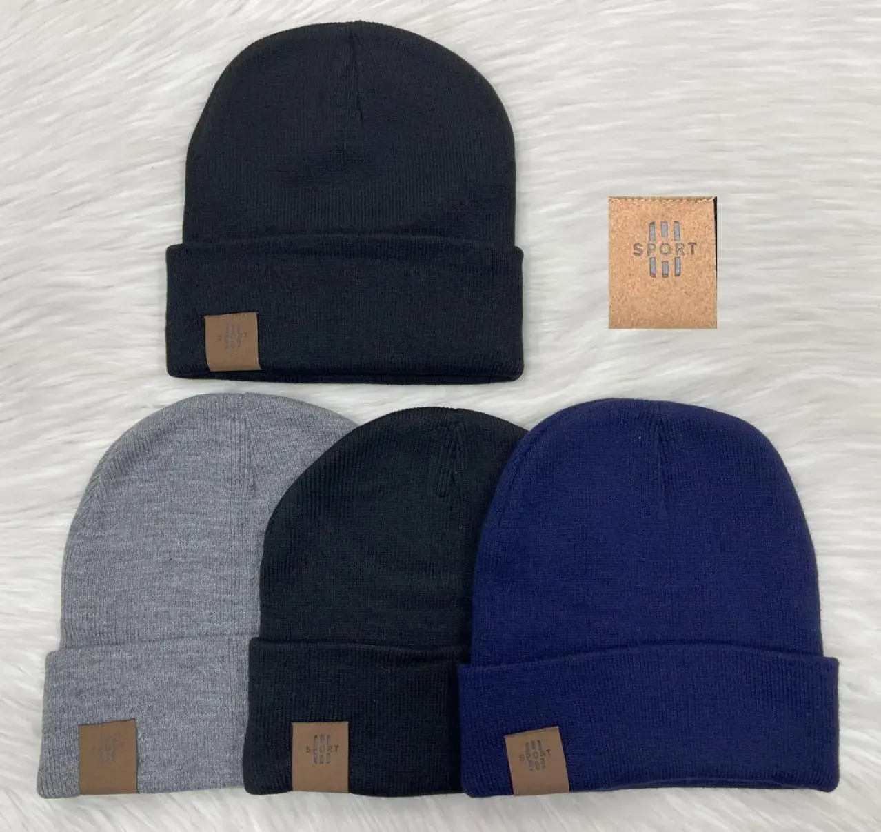 Czapki męskie beanie czarne, szare, granatowe