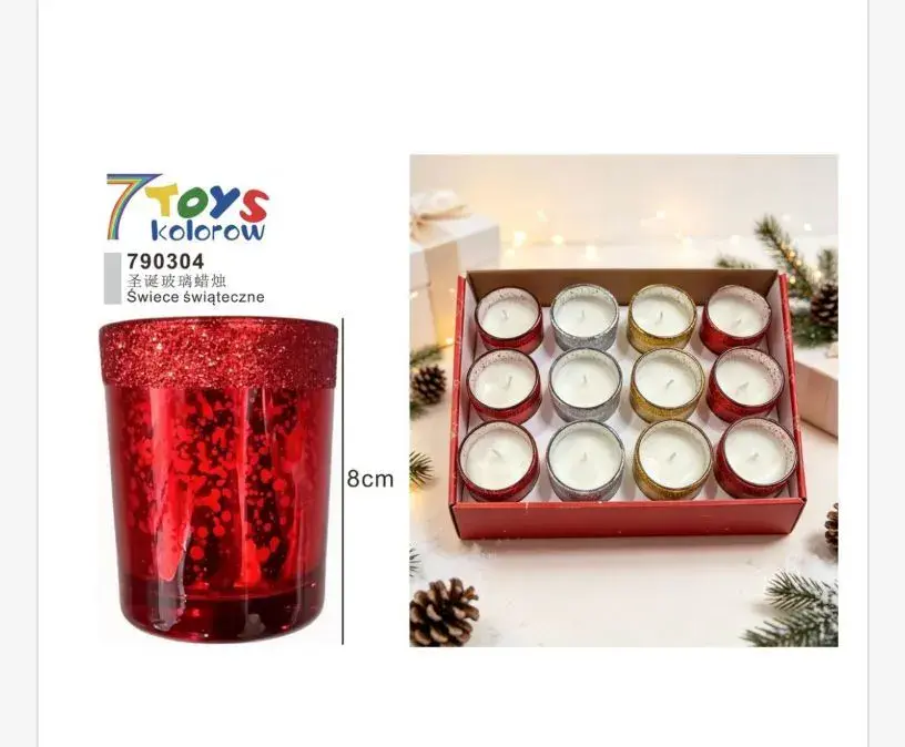 Świece świąteczne 7 Toys kolorowe 8 cm zestaw 12 sztuk